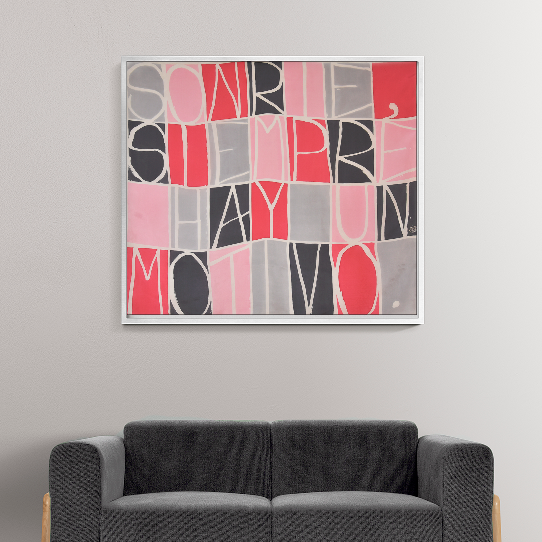 Pañuelo Grande de Seda Mensaje Sonríe Rosa - Imagen 4