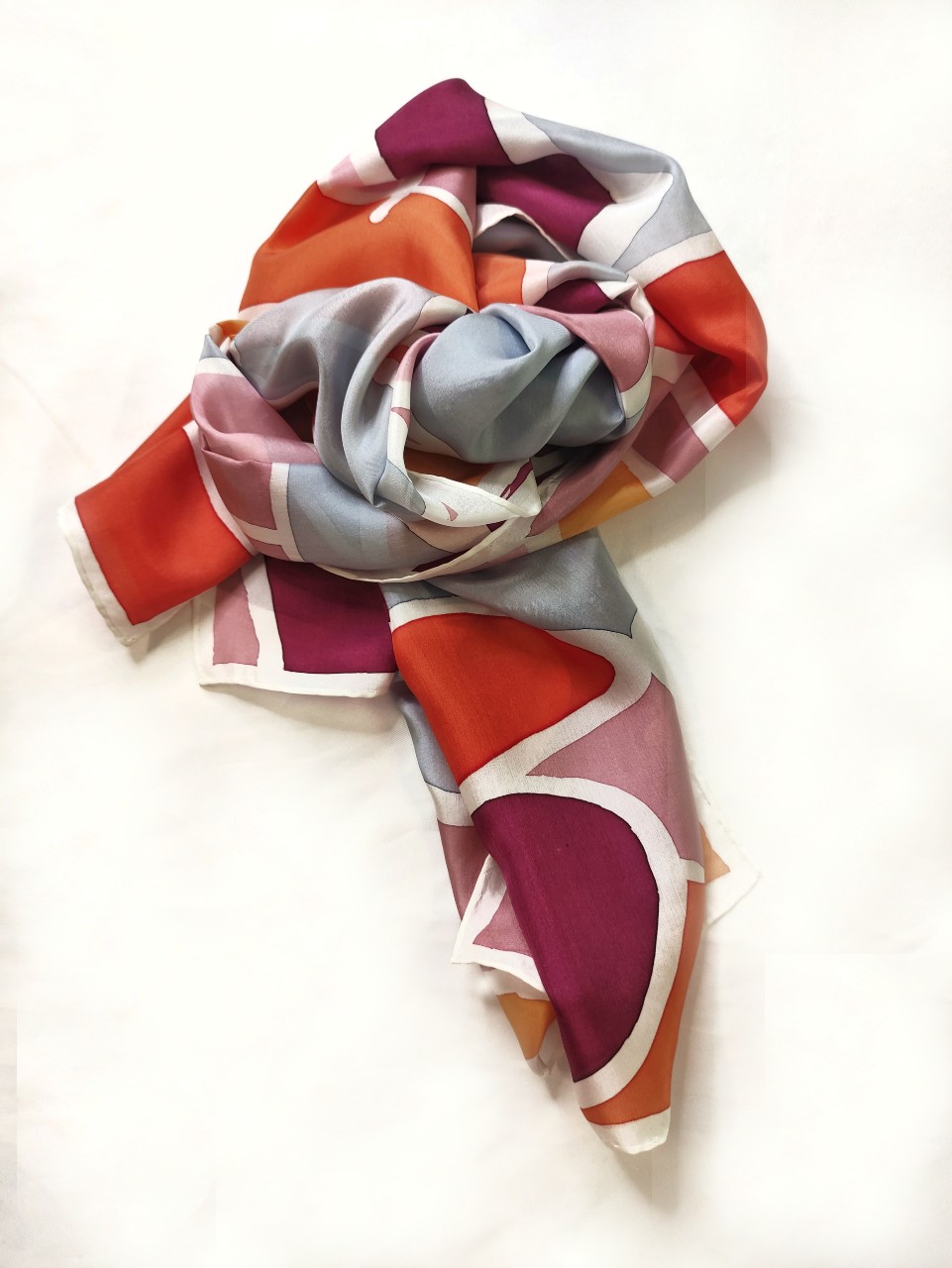 Fular de seda mensaje abuela naranja Aziza Puch