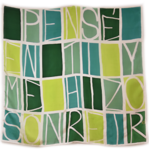 Pañuelo grande de seda mensaje amistad verde original aziza puch