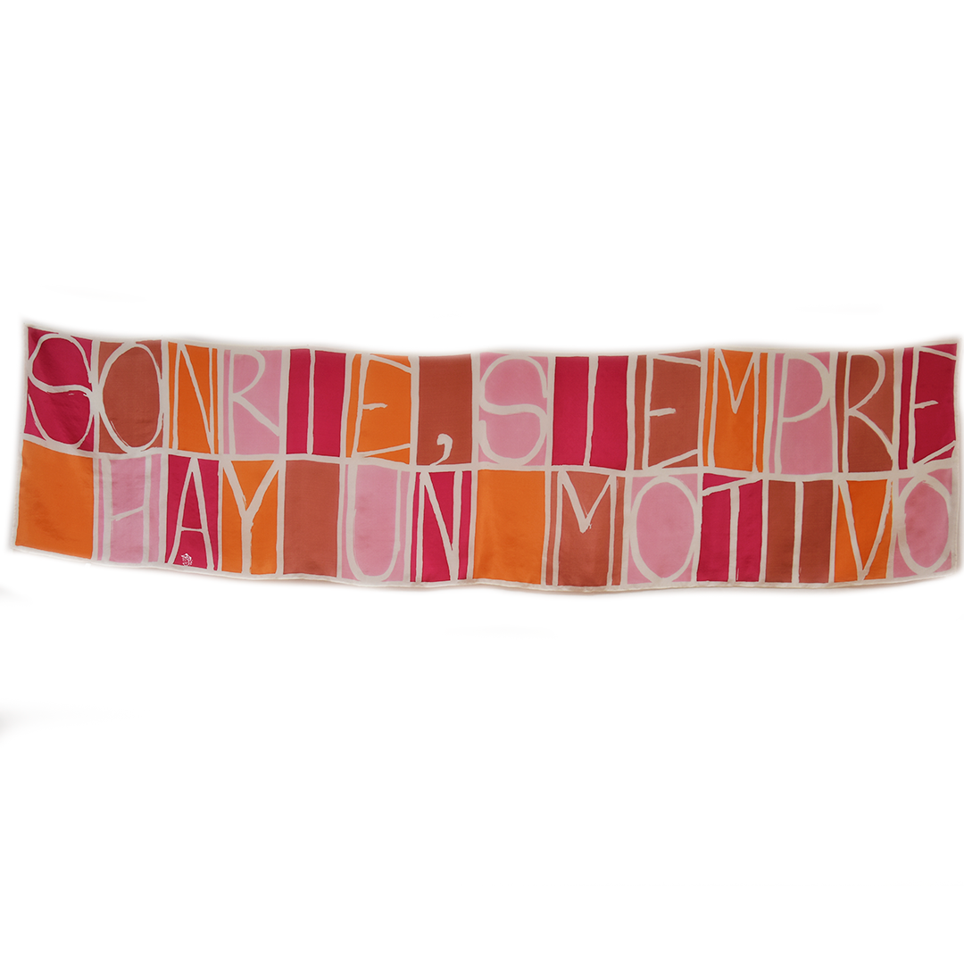 fular de seda mensaje sonrie rosa original aziza puch