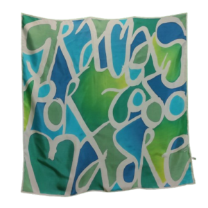 regalo madre seda pintada azul y verde original aziza puch