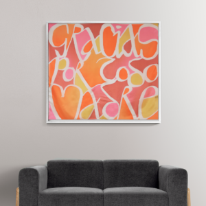 regalo madre seda pintada rosa y naranaja exclusivo aziza puch