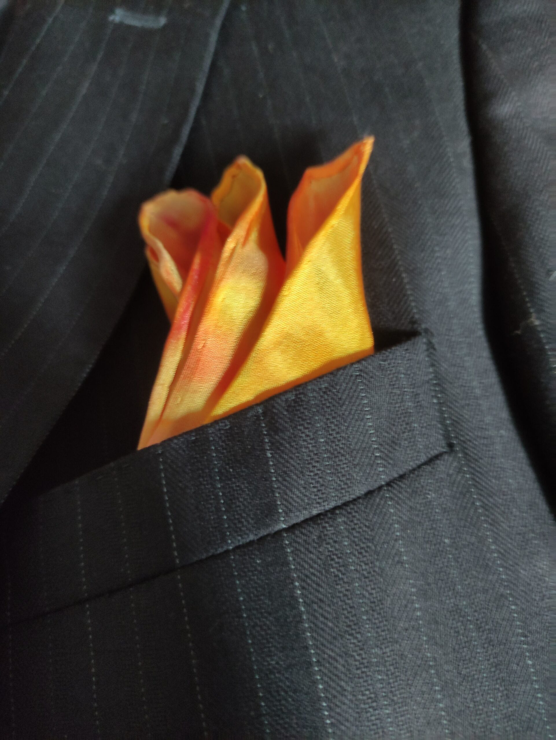 regalo versatil y unisex seda pintada naranja bolsillo chaqueta aziza puch